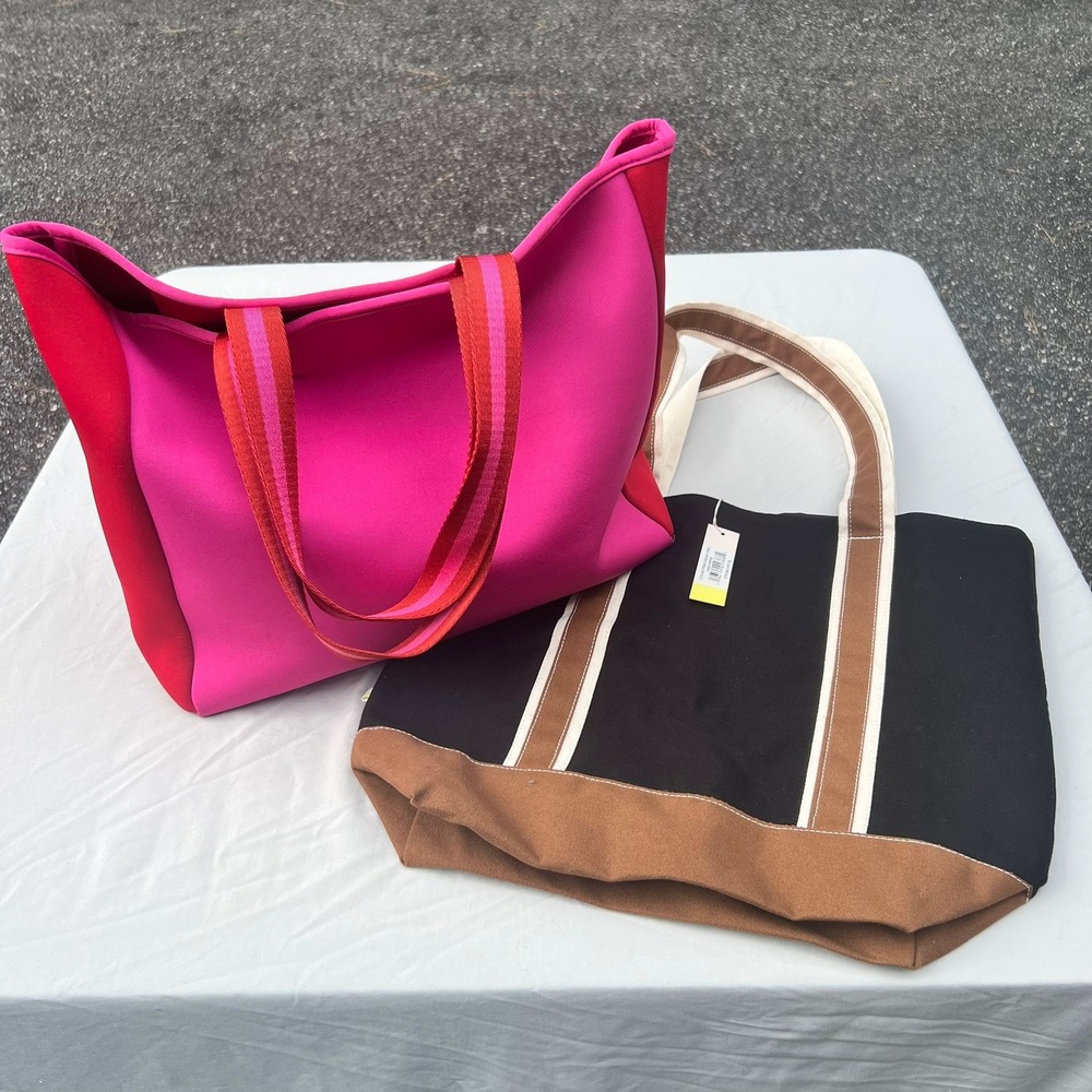 Summersalt Tote Bag Bundle - NWT Black Canvas & Preloved Pink Neoprene